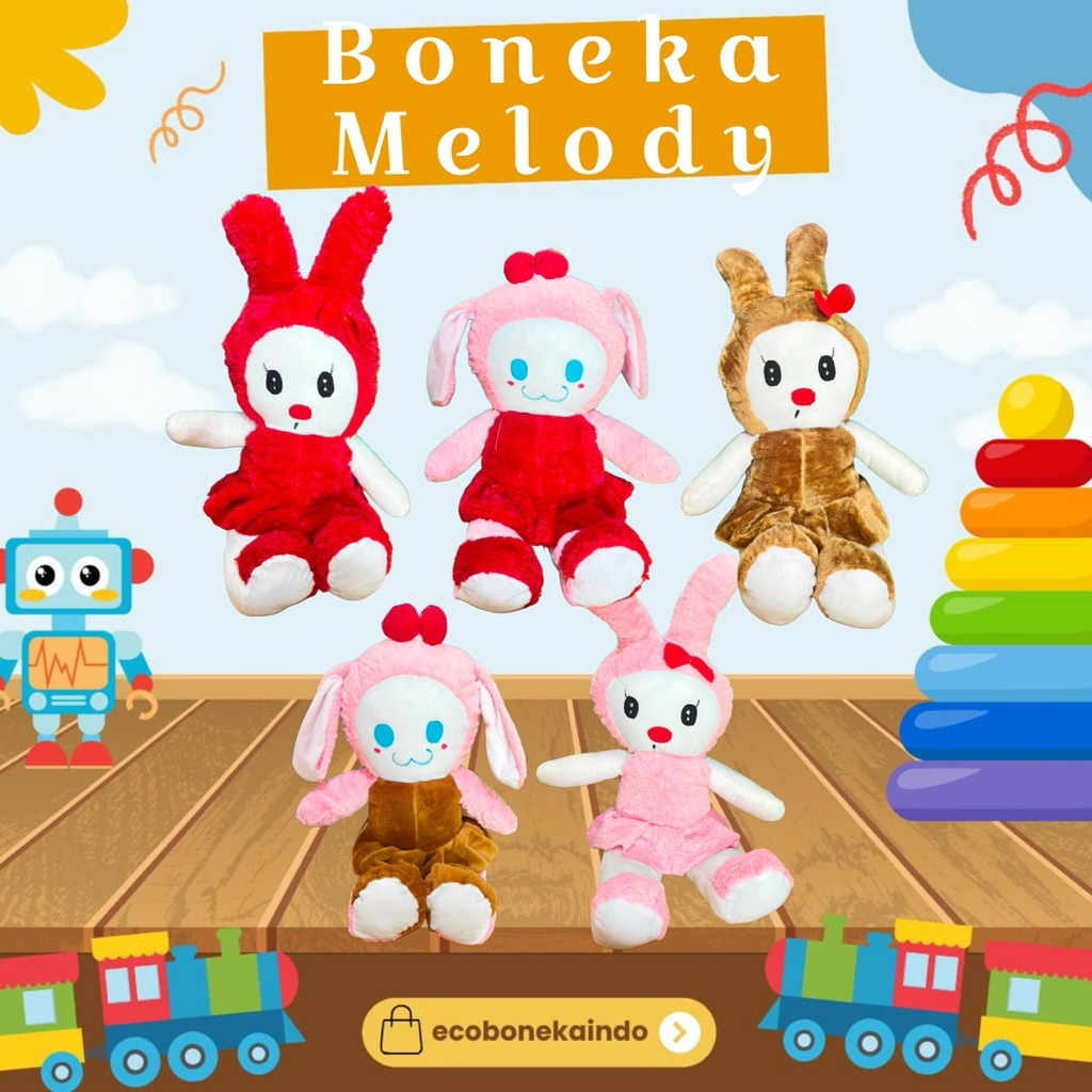 Boneka Melody Kuromi Dress Boneka Karakter Dres Pita Berdiri Melody Cinnamoroll Ecobonekaindo