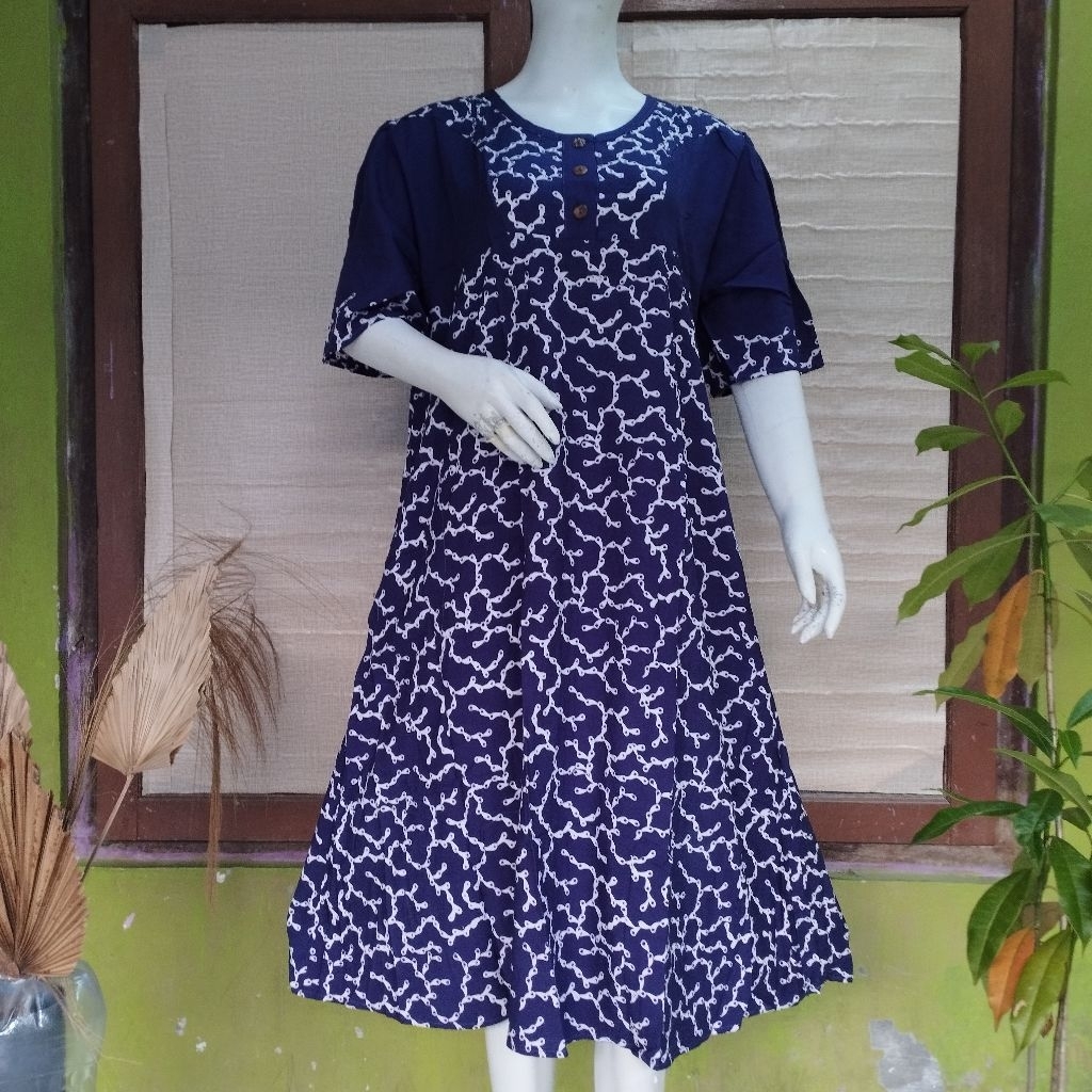 Daster Qonita Batik (Ld110, Pb115) Viola Kancing Hls