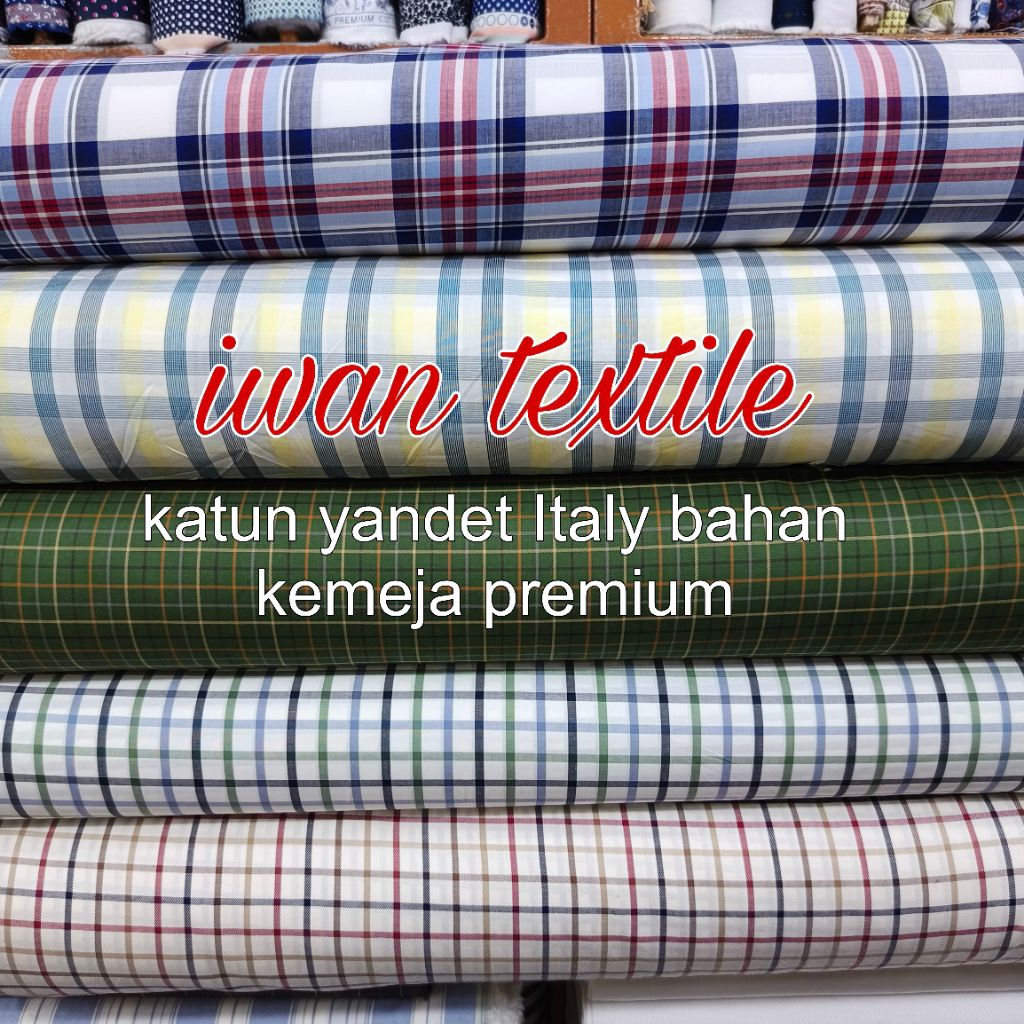kain katun kotak kotak bahan baju kemeja pria premium