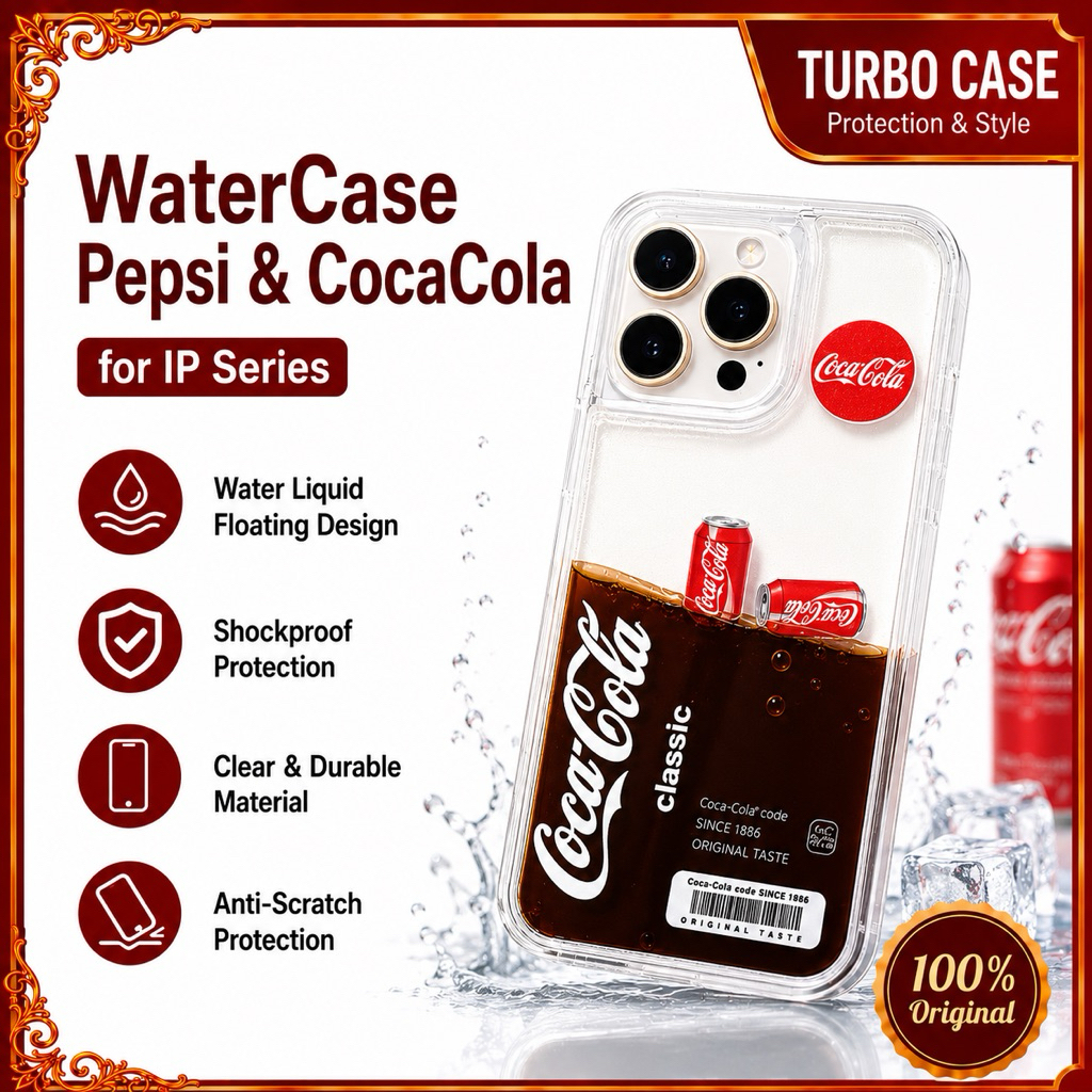 PREMIUM COCACOLA & PEPSI WATERCASE Ready for IPHONE X/XR/11/12/13/14/15/16/17 Pro Max