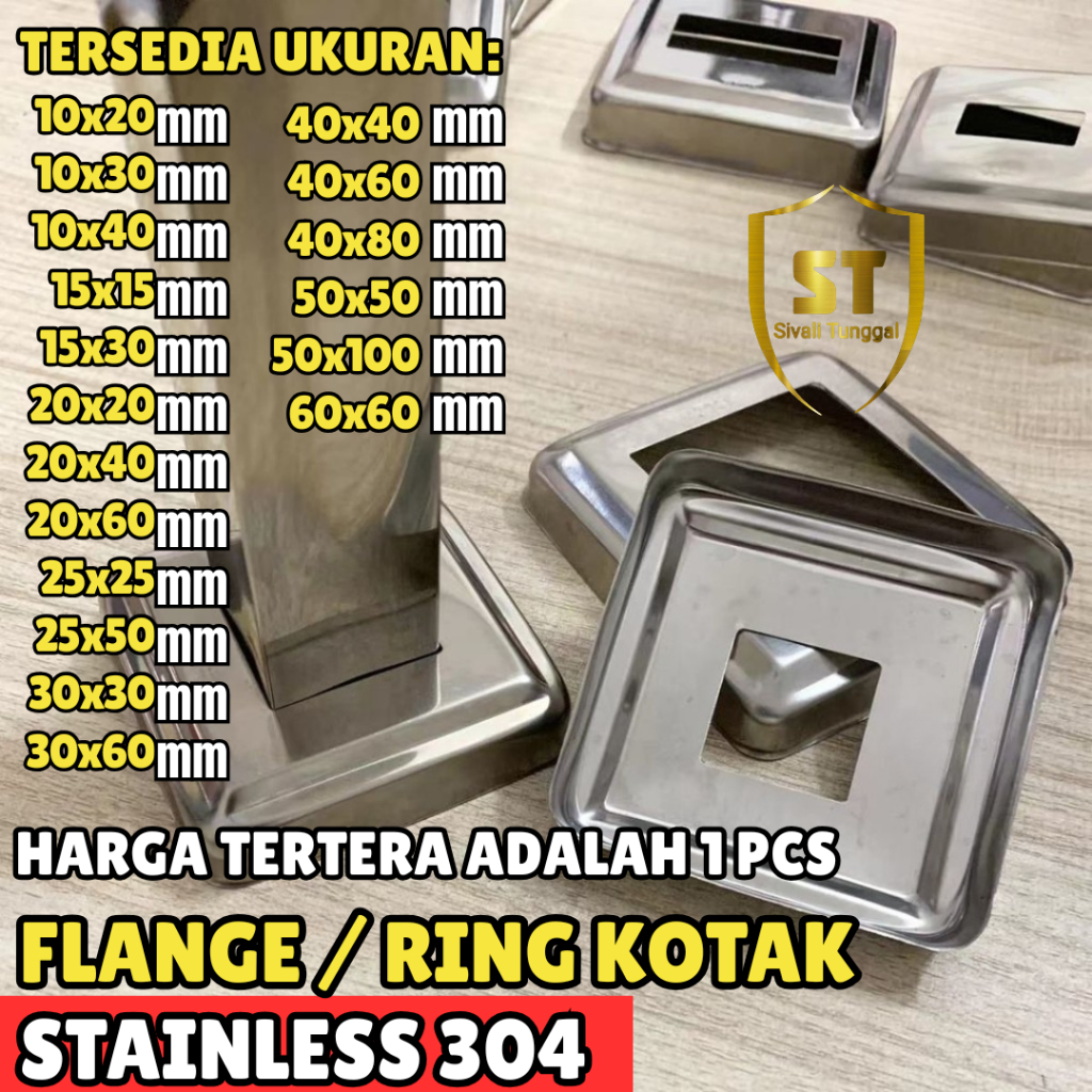 FLANGE 304 / RING KOTAK STAINLESS 304 / COVER PENUTUP DYNABOLT TIANG HOLLOW SS 304