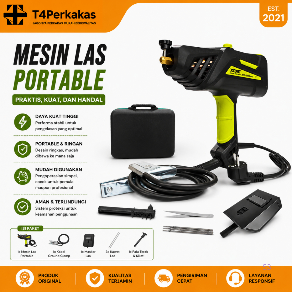 Mesin Las Listrik XCORT Alat las listrik Genggam Portable 3200 W Stang las listrik