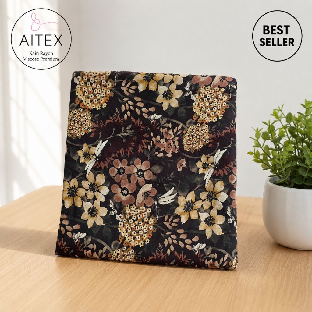 Best Seller (Harga/ 0.5 M) Kain Katun Rayon Viscose Premium || Kain Motif Floral Vintage Premium War