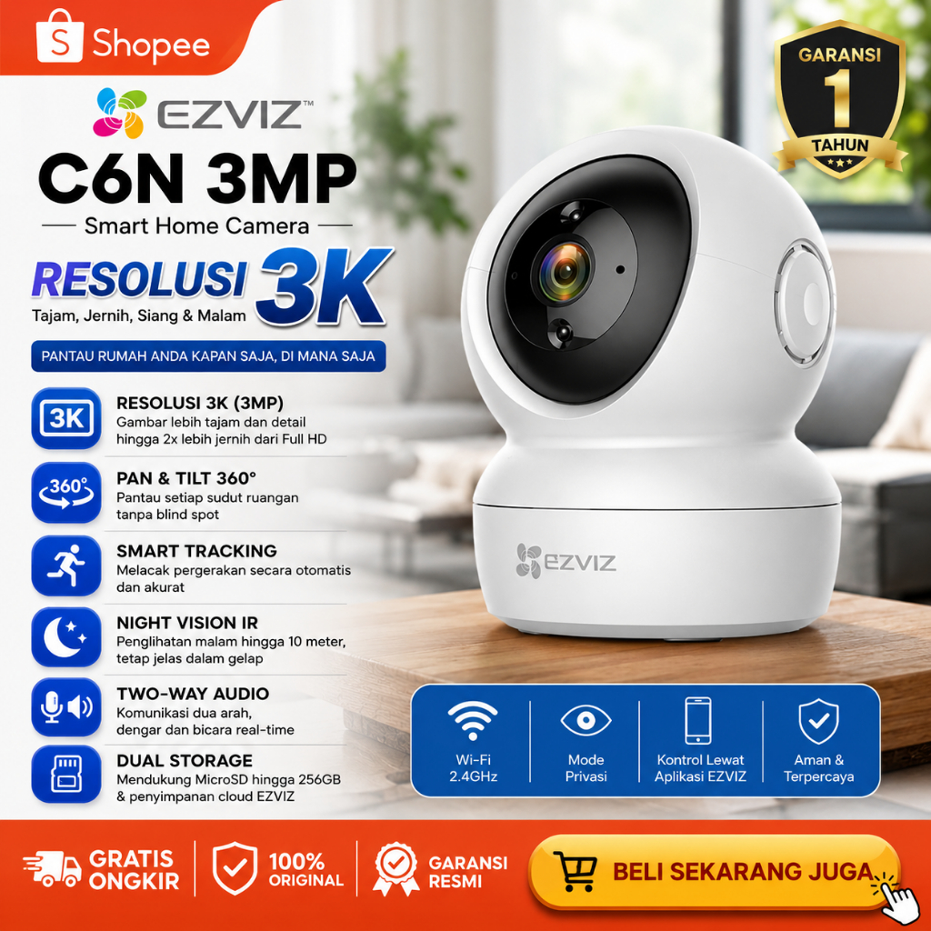 Kamera CCTV wireless EZVIZ C6N  3 Megapixel  Kamera Cctv Tanpa Kabel