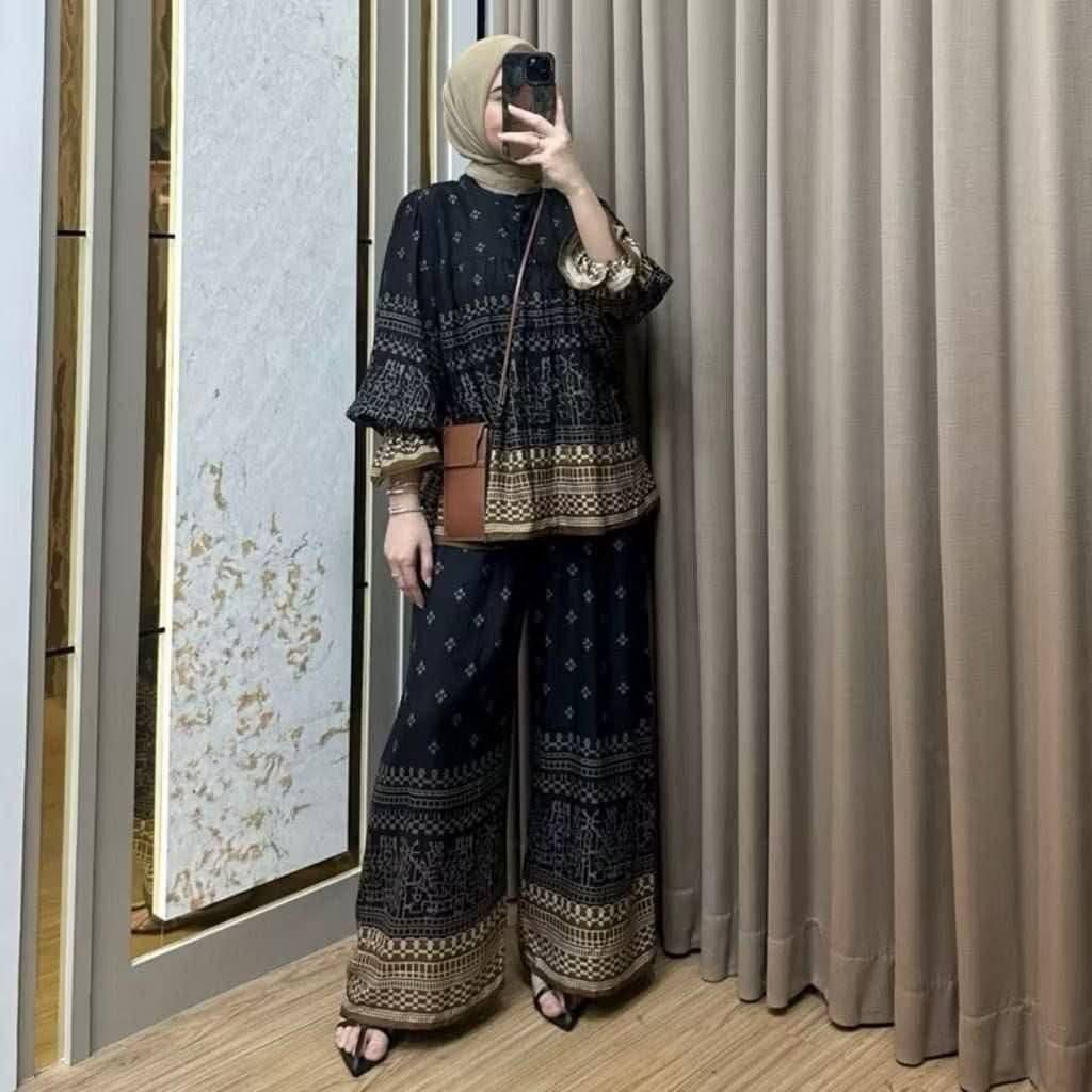 Ameena Setelan rayon wanita/one set rayon viral/one set lengan balon/Setelan wanita kekinian/One set