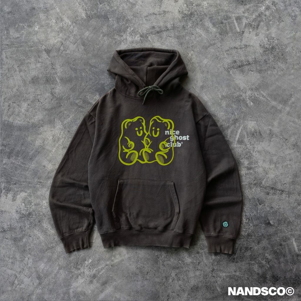 Nice Ghost Club Graphic Pullover Hoodie - Charcoal