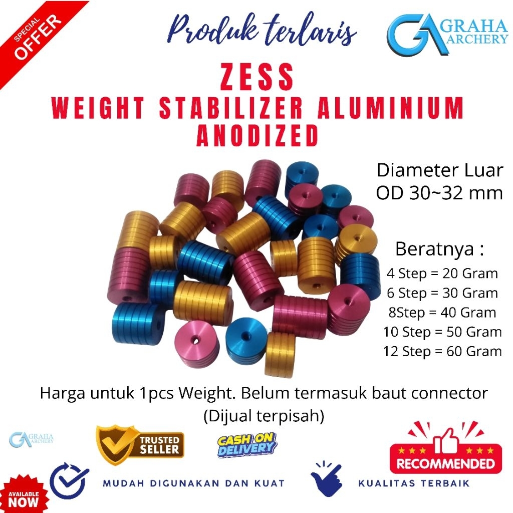 WEIGHT STABILIZER ZESS ALUMINIUM ANODIZED | WEIGHT STABILIZER BUSUR PANAHAN | PEMBERAT BUSUR PANAHAN