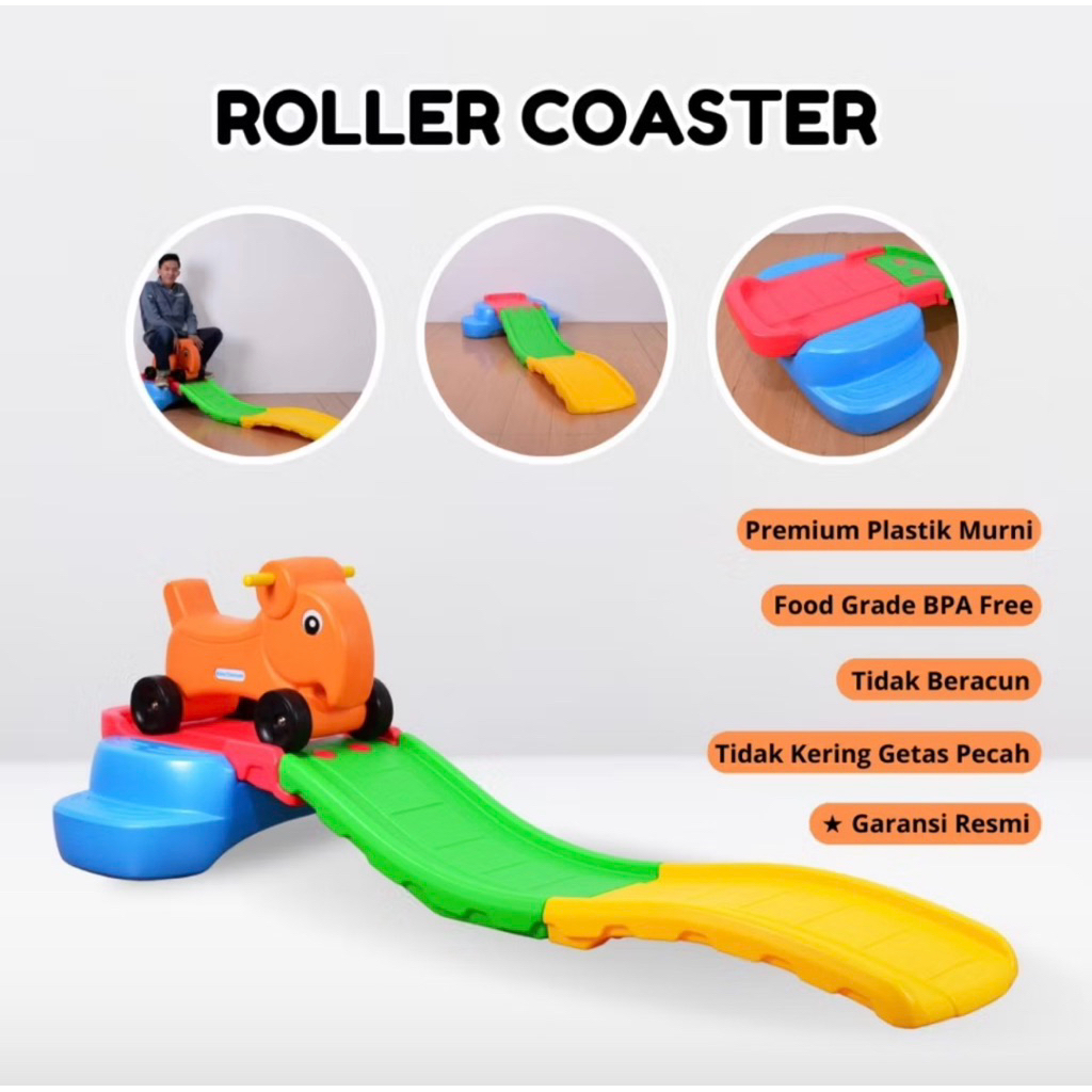 slide Labeille roller coaster mini ride slide kereta seluncur binus ride on mainan anak