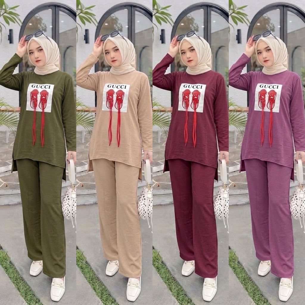 Oneset crinkle sablon | setelan celana crinkle sablon | setcel crinkle | blouse crinkle | oneset pol