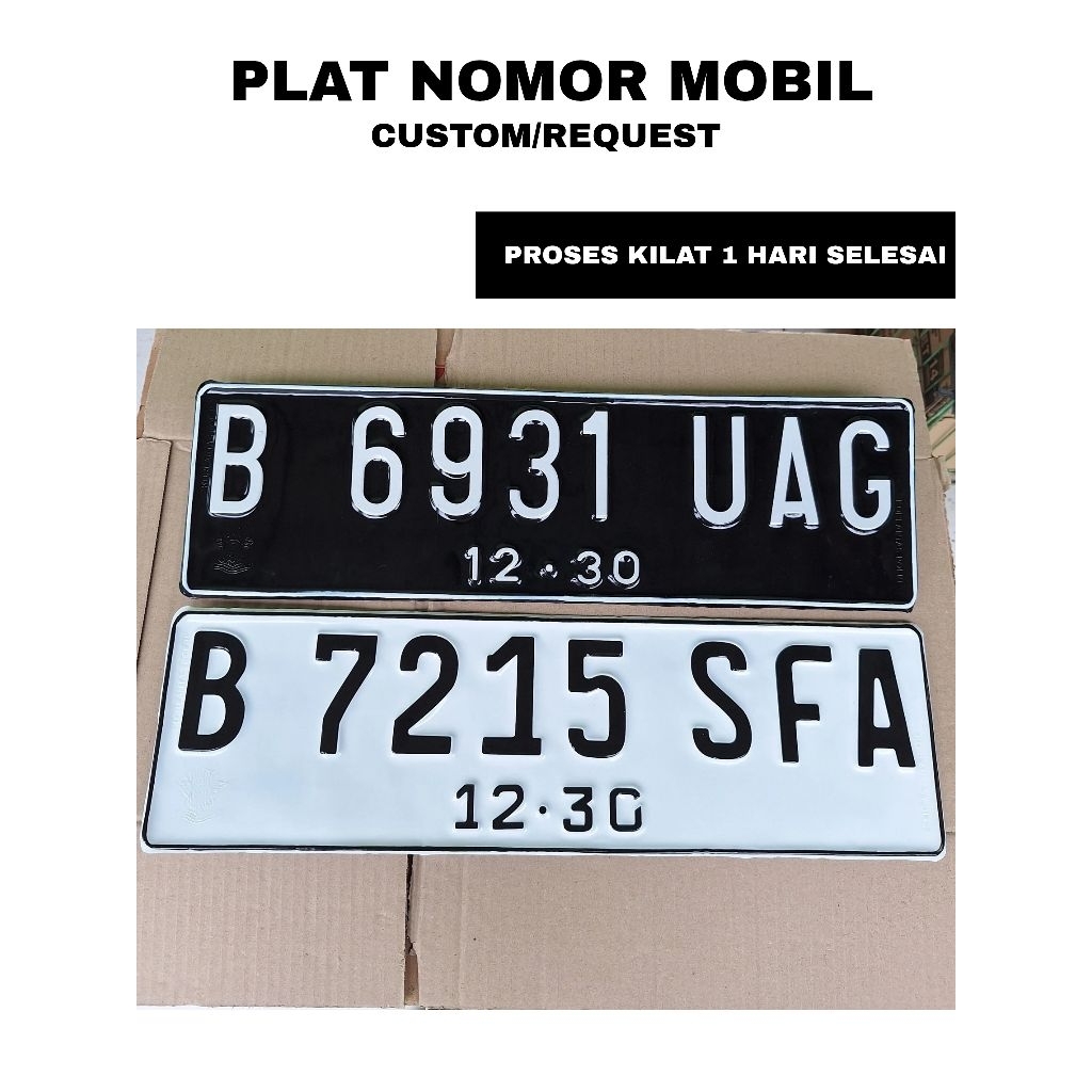 Plat Mobil Putih - Plat Mobil Hitam - Plat Mobil Listrik - Plat Mobil Standar - Plat Nomor Mobil