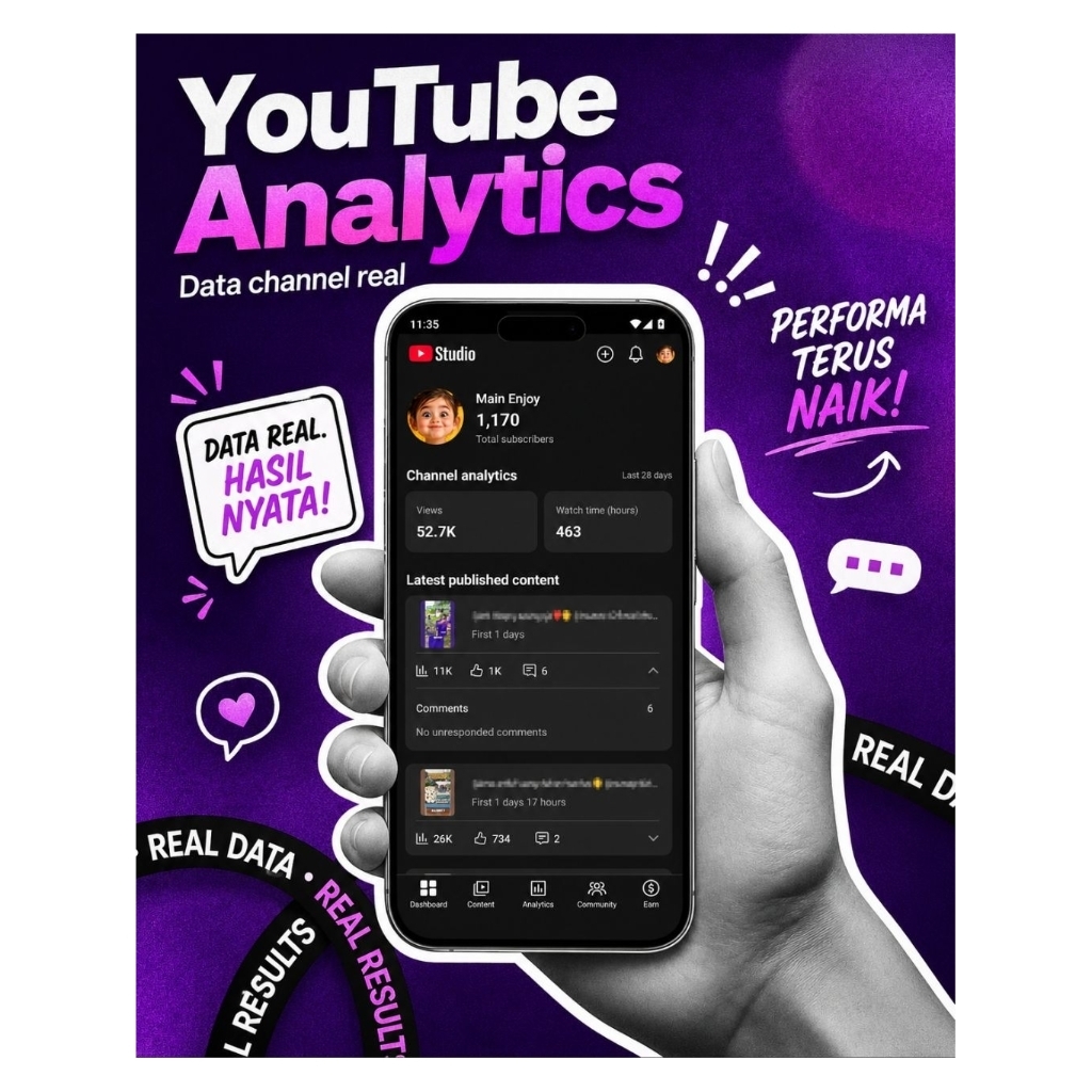 CHANNEL YOUTUBE 1000 SUBSCRIBER MURAH BELUM MONETISASI SUDAH BISA LIVESTREAMING