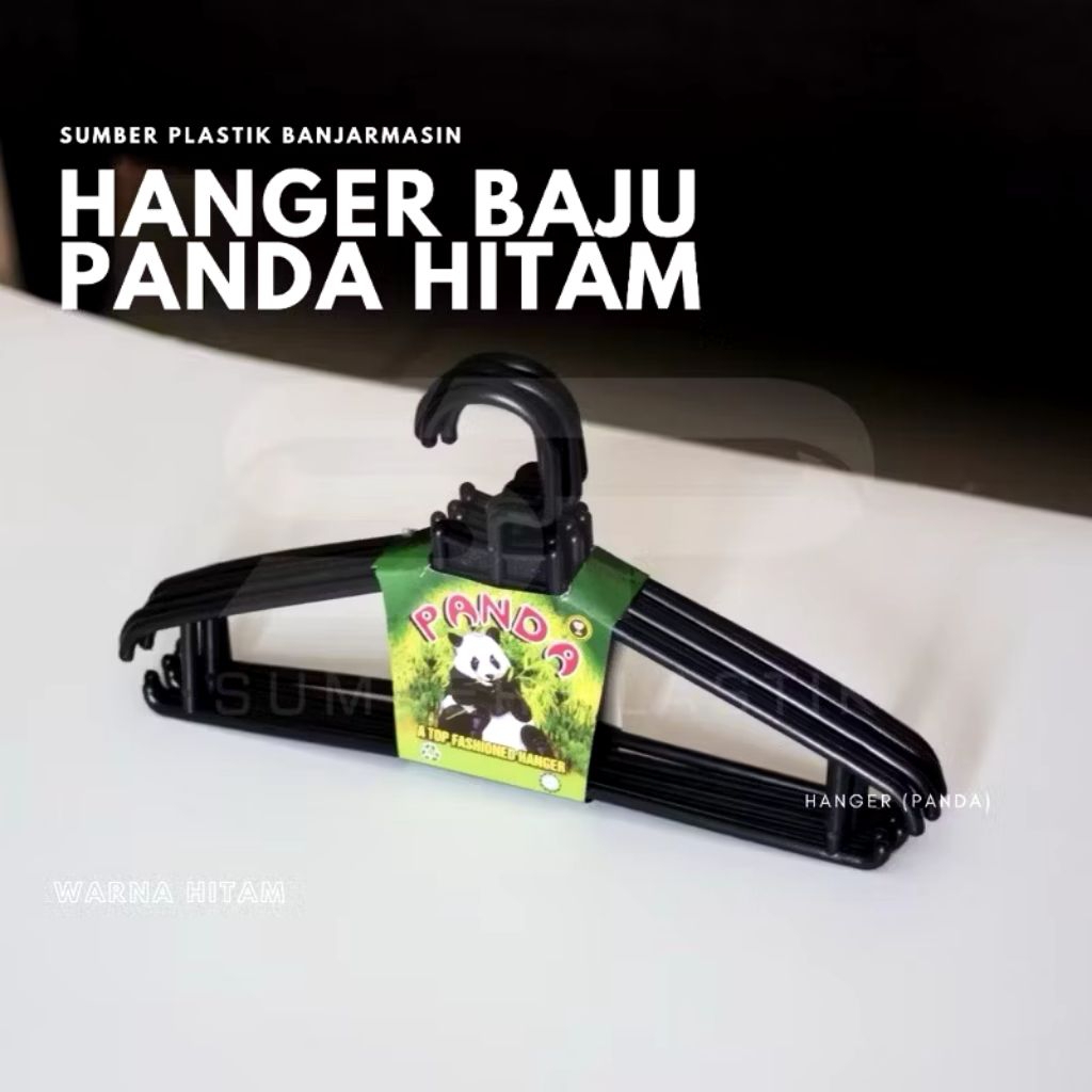 Hanger Kastok Kastock Gantungan Baju Plastik Hitam Panda