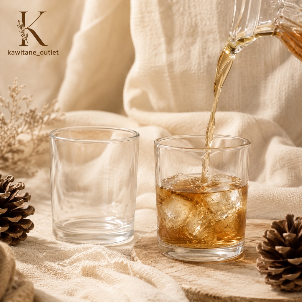 Gelas Sloki 150ml / Gelas Kaca Pendek Lebar