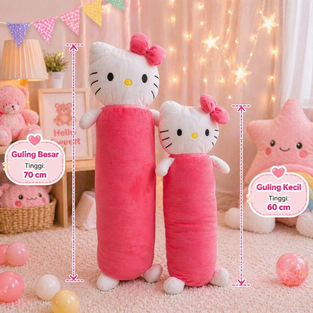Boneka guling karakter anak hellokitty doraemon