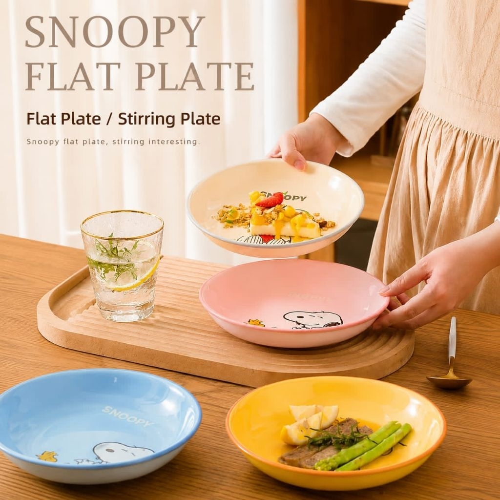 Piring Snoopy / Piring Karakter Lucu / Piring Makan Snoopy / Snoopy Plate Ceramic Import