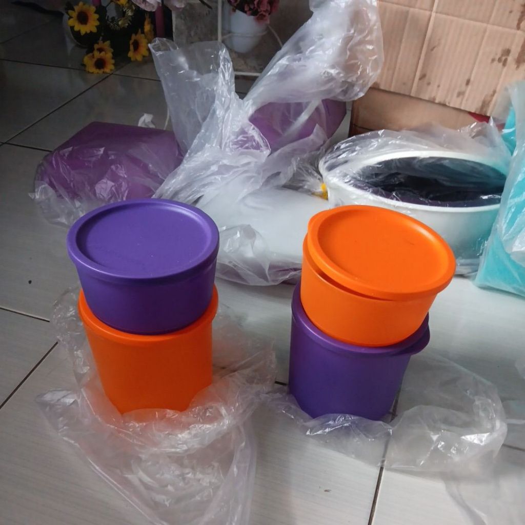 tropical round tupperware