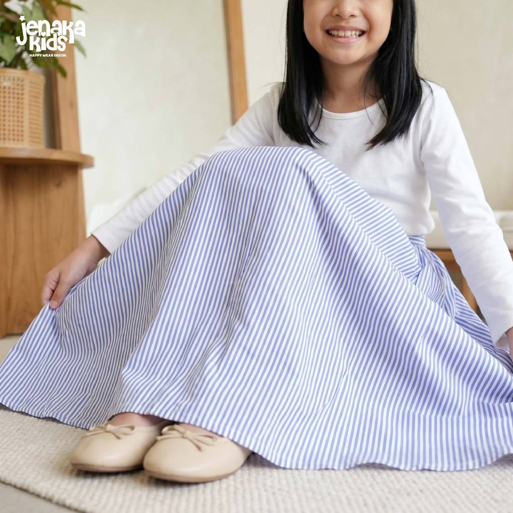 JENAKA KIDS - SUNNY Rok Salur Anak Perempuan | Rok A-Line Casual Motif Garis Trendy J0040