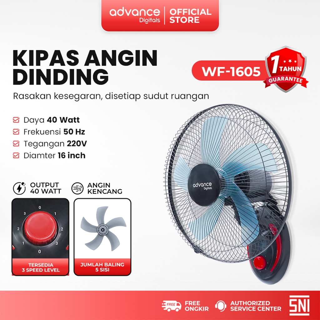 Advance WF1605 Kipas Angin Dinding Besi Wall Fan Ukuran Besar 16 inch WF-1605 Garansi resmi 1 tahun