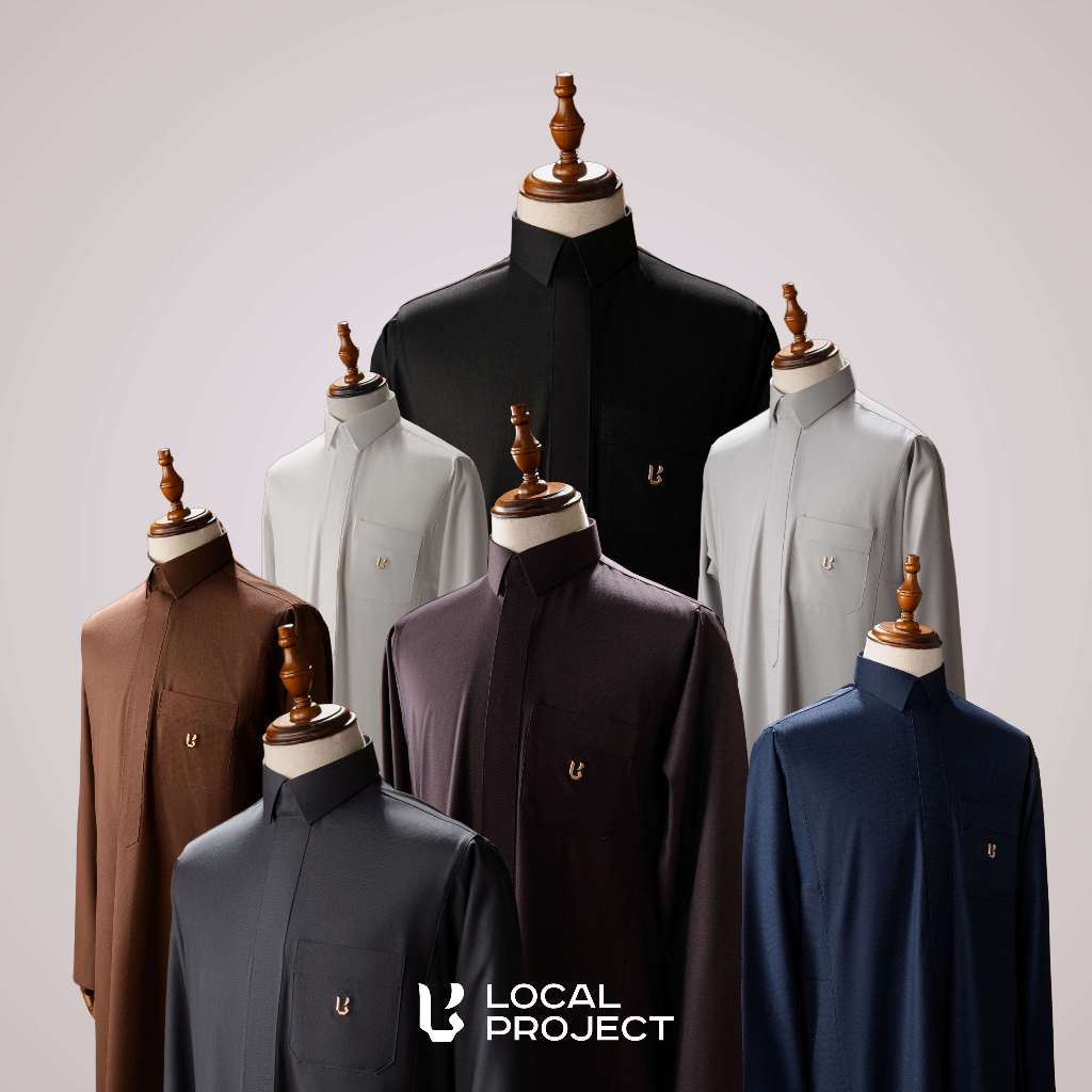 Local Project | Jubah Pria Dewasa Gamis Lengan Panjang Slimfit | Baju Muslim Thobe Haji Umroh | Nukh