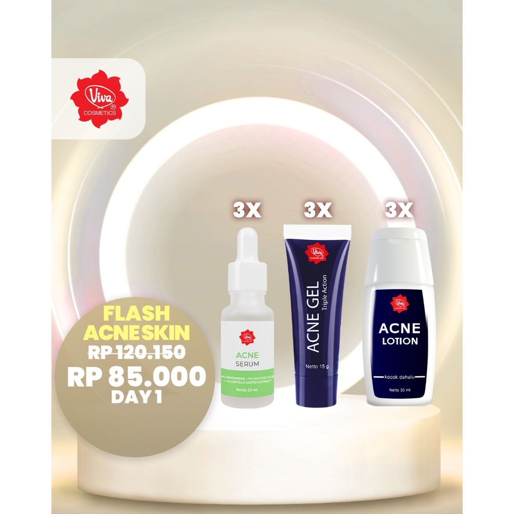 Paket 3 Viva Acne Lotion, 3 Viva Acne Gel, 3 Viva Acne Serum Viva Cosmetics