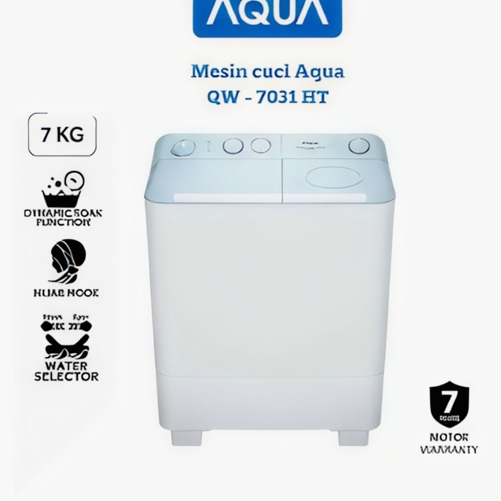 Mesin Cuci Aqua QW 7031HT / QW7031HT Mesin Cuci 2 Tabung 8Kg