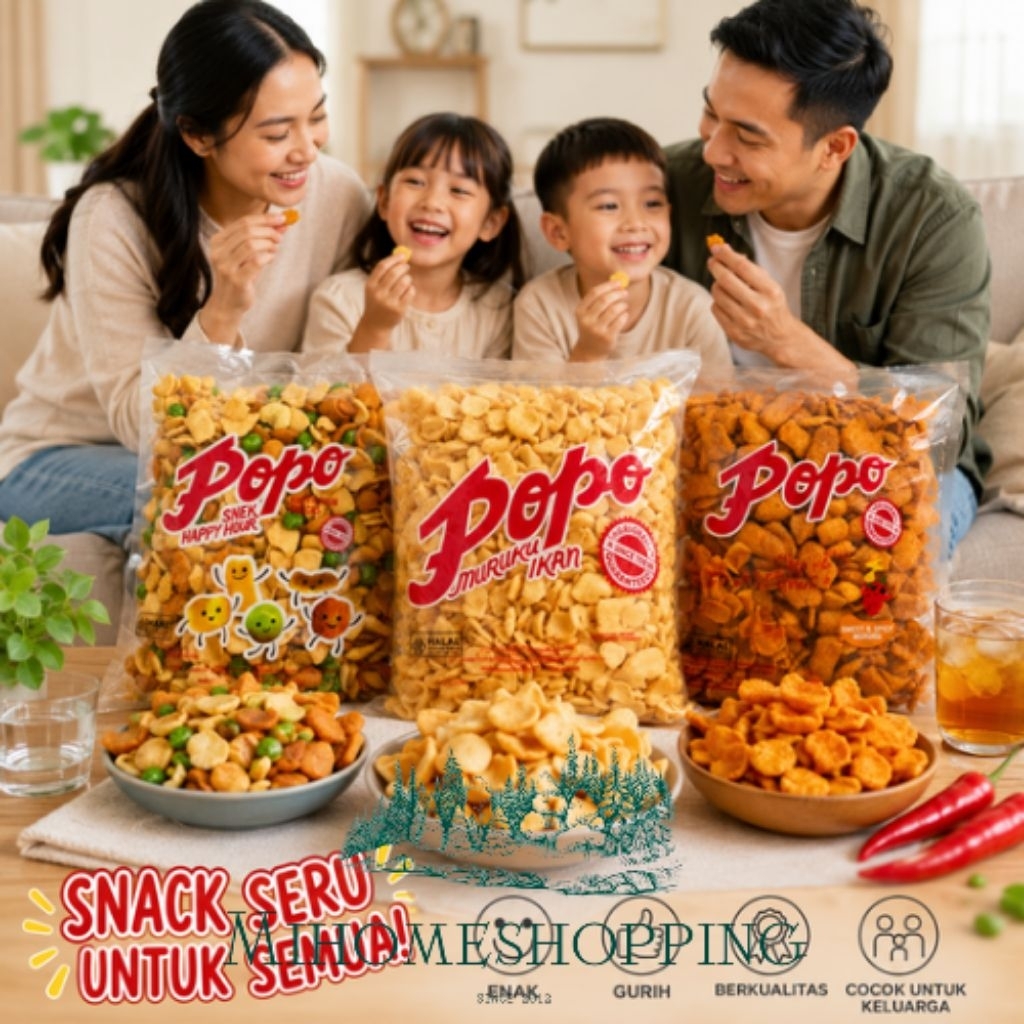 Popo Muruku Snack Mix happy hour / sweet spicy / ikan  400g - Asin, Renyah, Halal snack malaysia