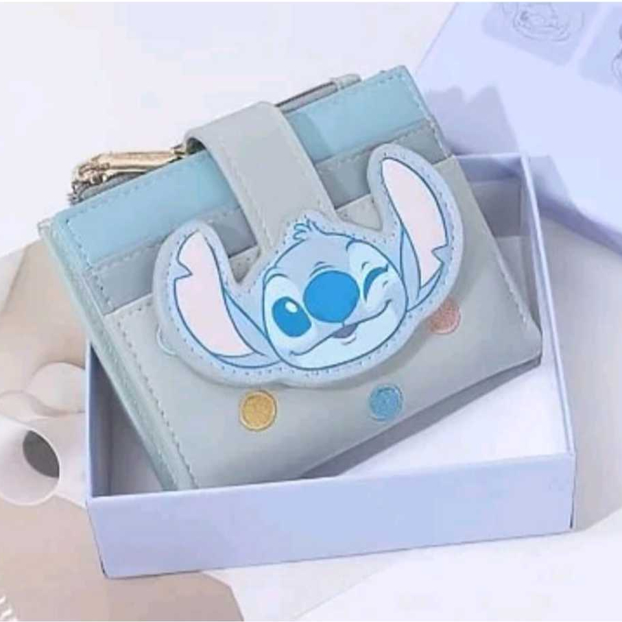 Disney Dompet Lipat Wanita Original Warna Biru Lilo Stitch Wallet Premium Free Box