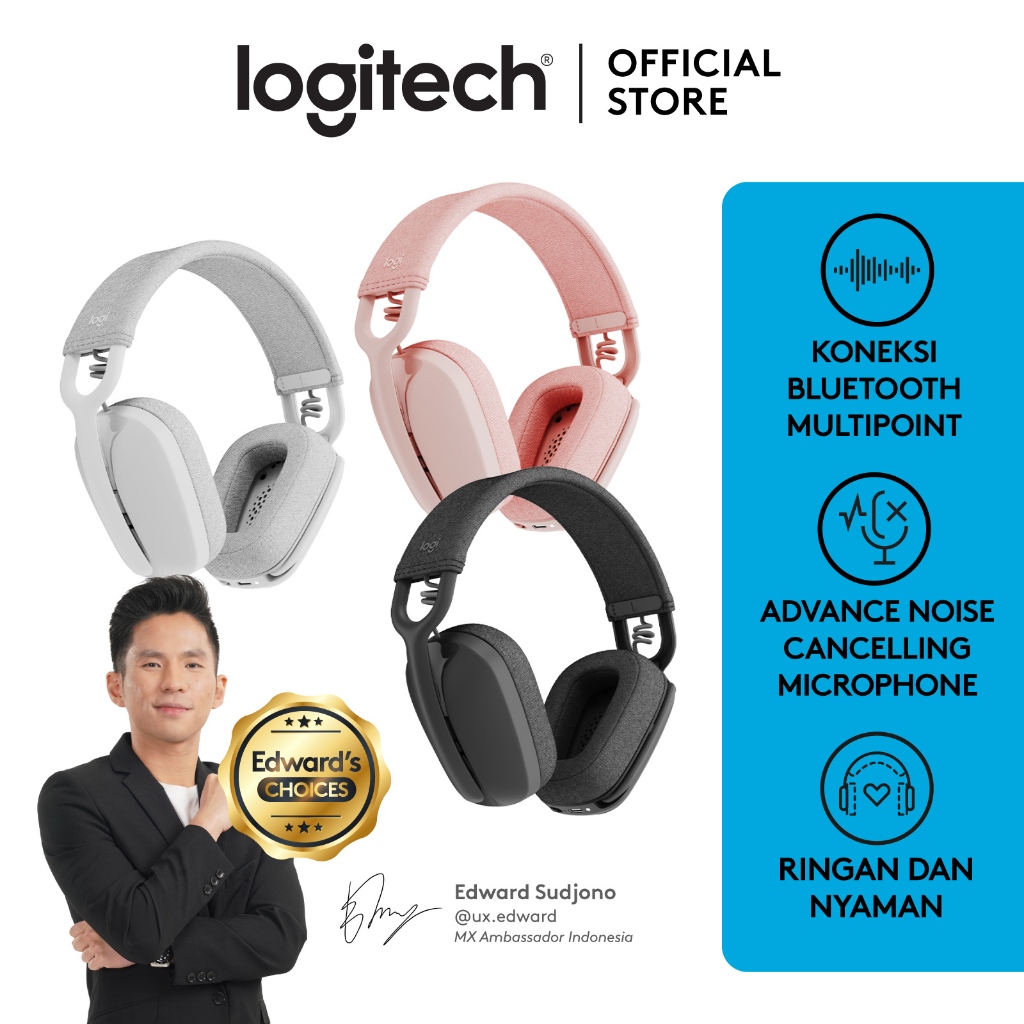 Logitech Zone Vibe 100 Headset Nirkabel Over-Ear