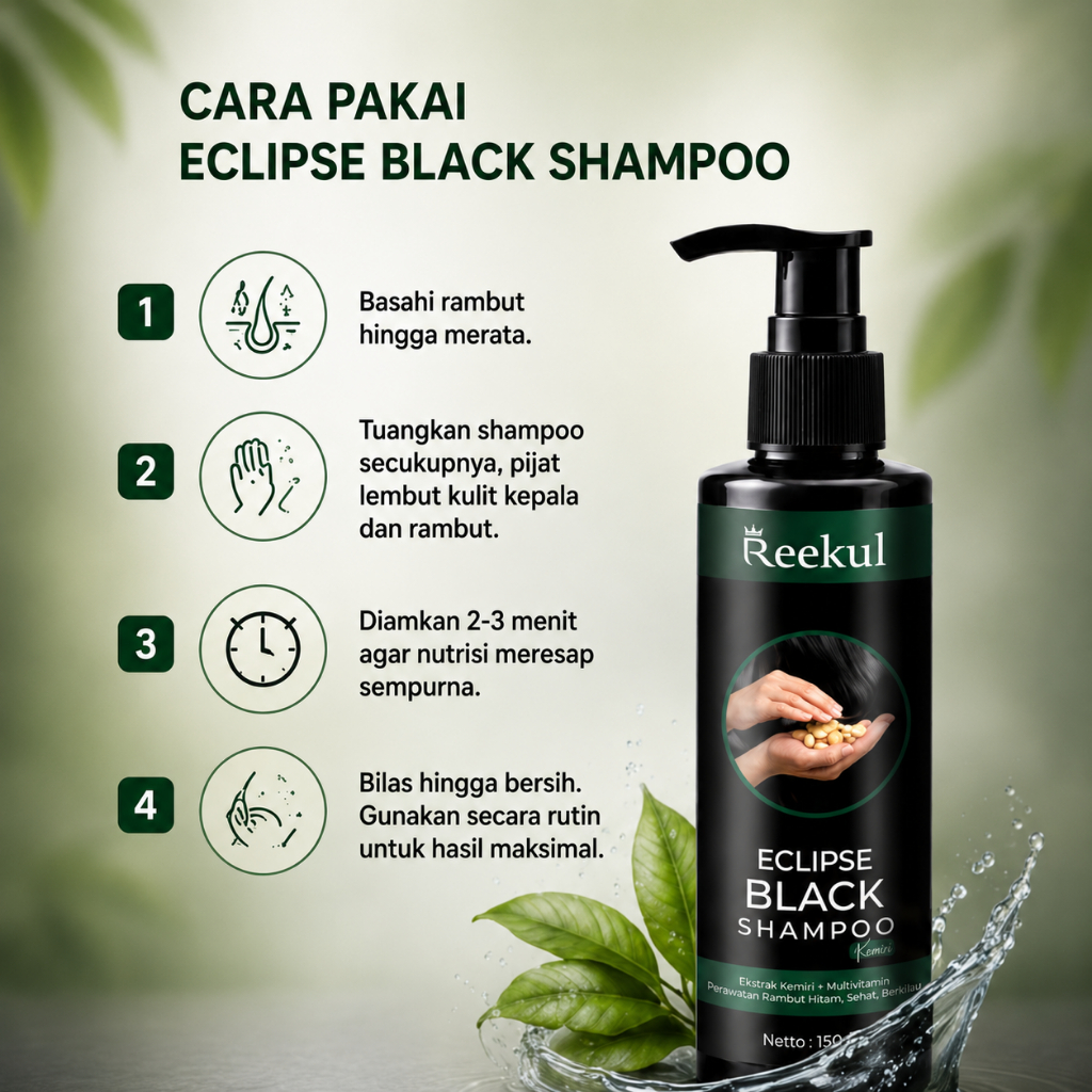 Shampo Herbal Uban Reekul Eclipse Black Beruban Penghilang Uban Beruban Penghilang Uban Ketombe Anti