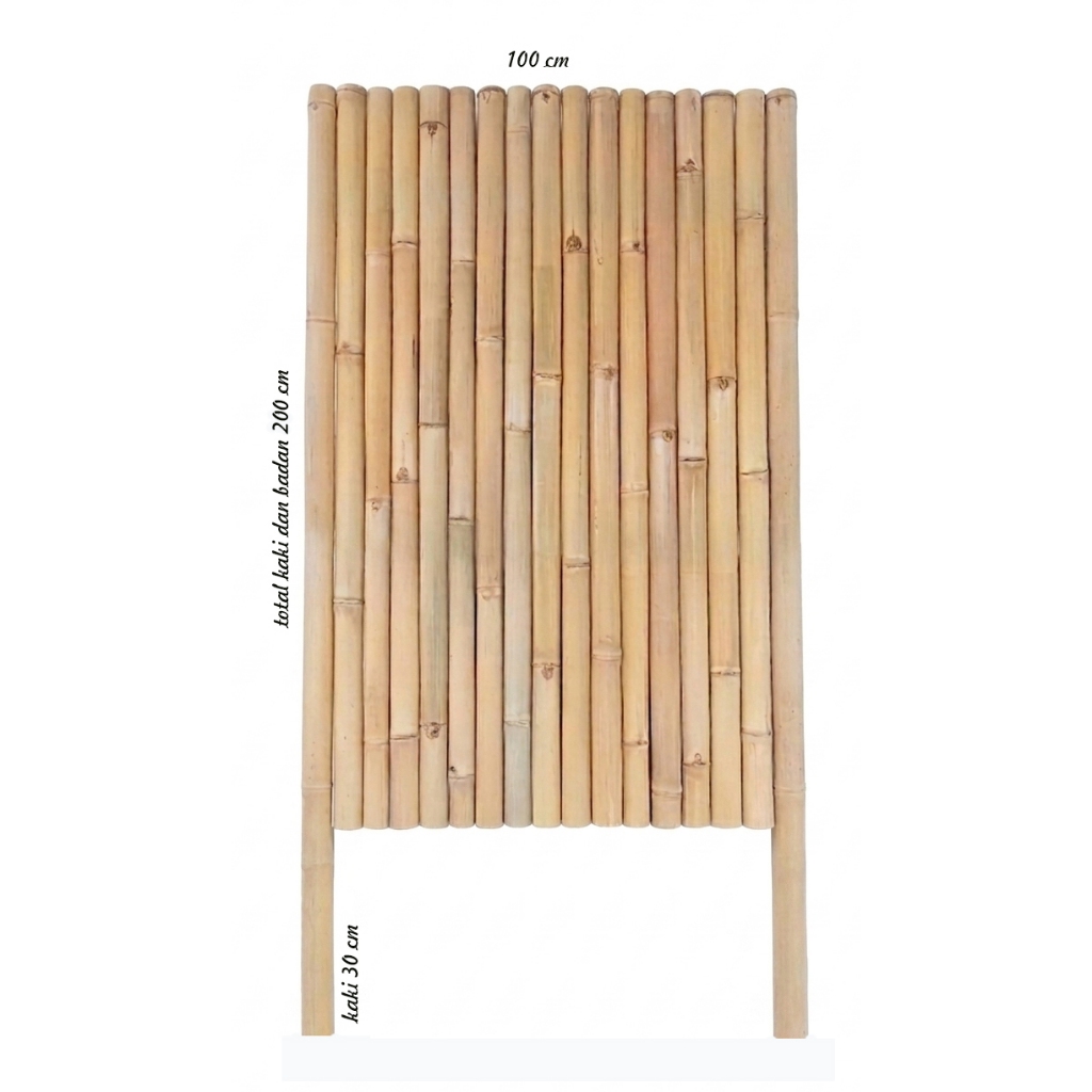 pagar bambu apus bulat utuh 100 x 200 cm