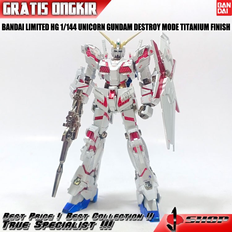 BANDAI LIMITED HG 1/144 UNICORN GUNDAM DESTROY MODE TITANIUM FINISH LTDHG588