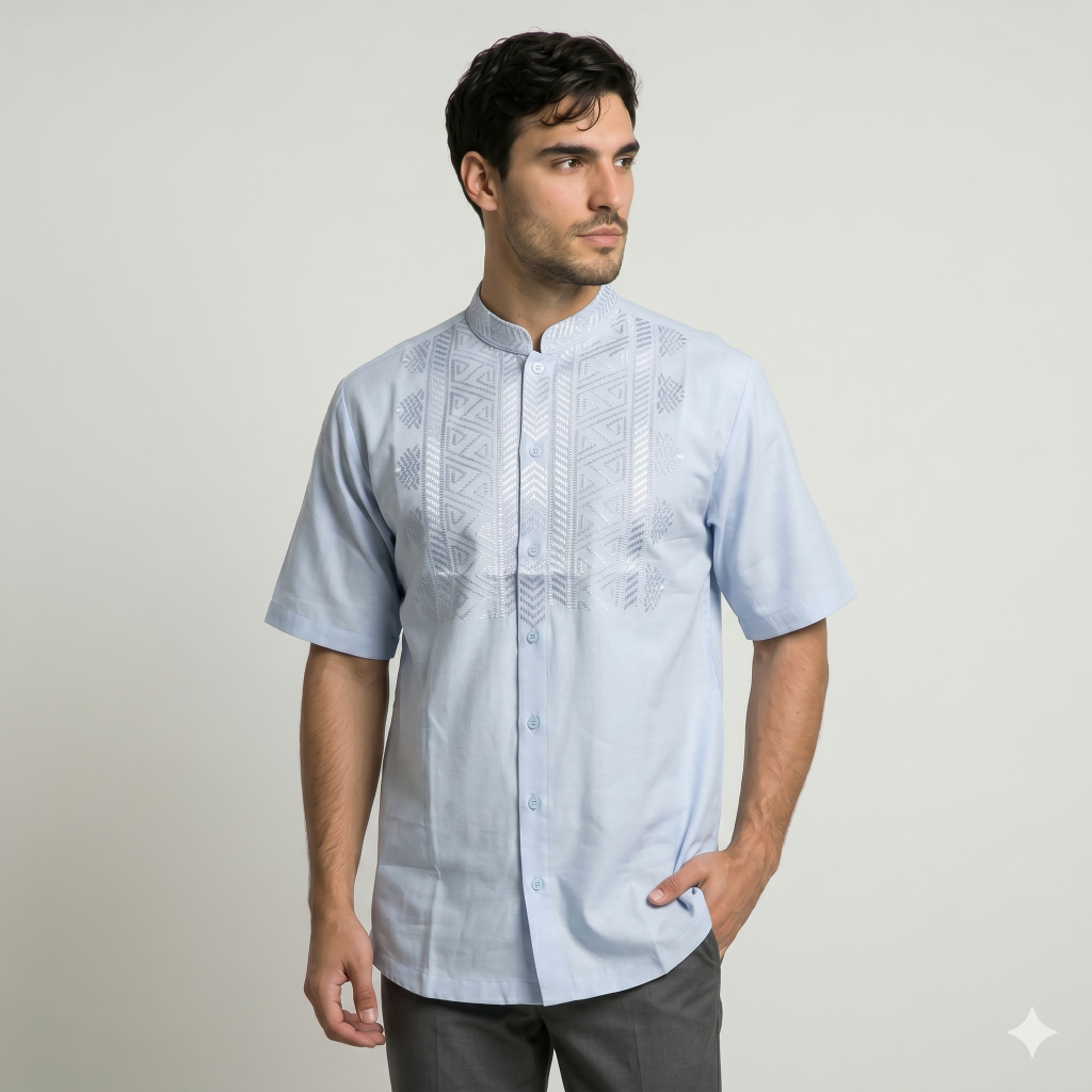 Preview Baju Koko Pria Lengan Pendek By Itang Yunasz Limited Baby Blue