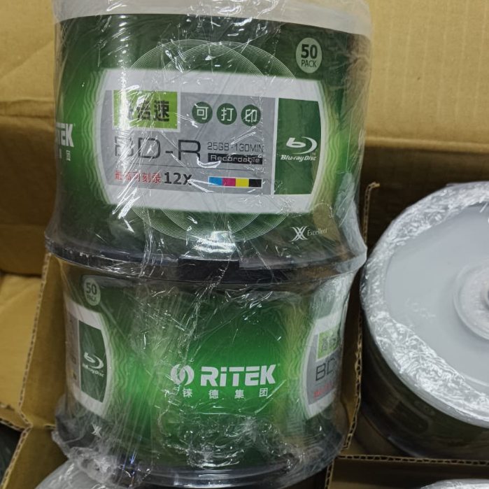 BDR DISC ISI 50PCS Blu-ray DISC RECORDABLE 25GB KOSONGAN KASET UNTUK PS4 MERK RITEK BLURAY HIJAU GRE
