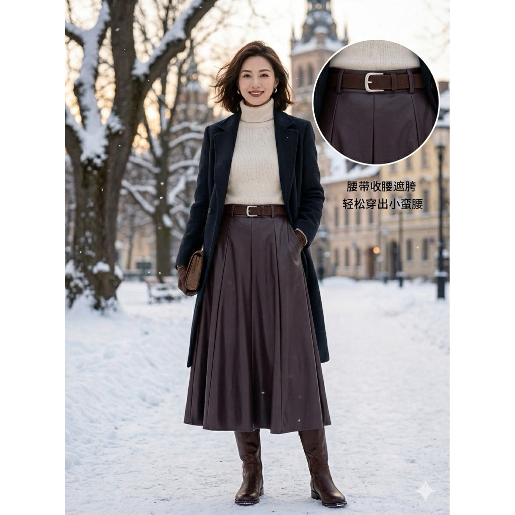 rok kulit midi