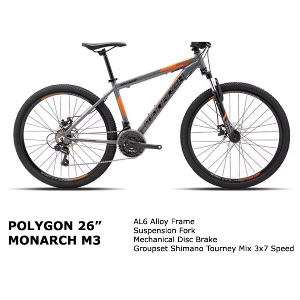 SEPEDA MTB 26 POLYGON M3 GARPU SHOCK + FRAME TEBAL