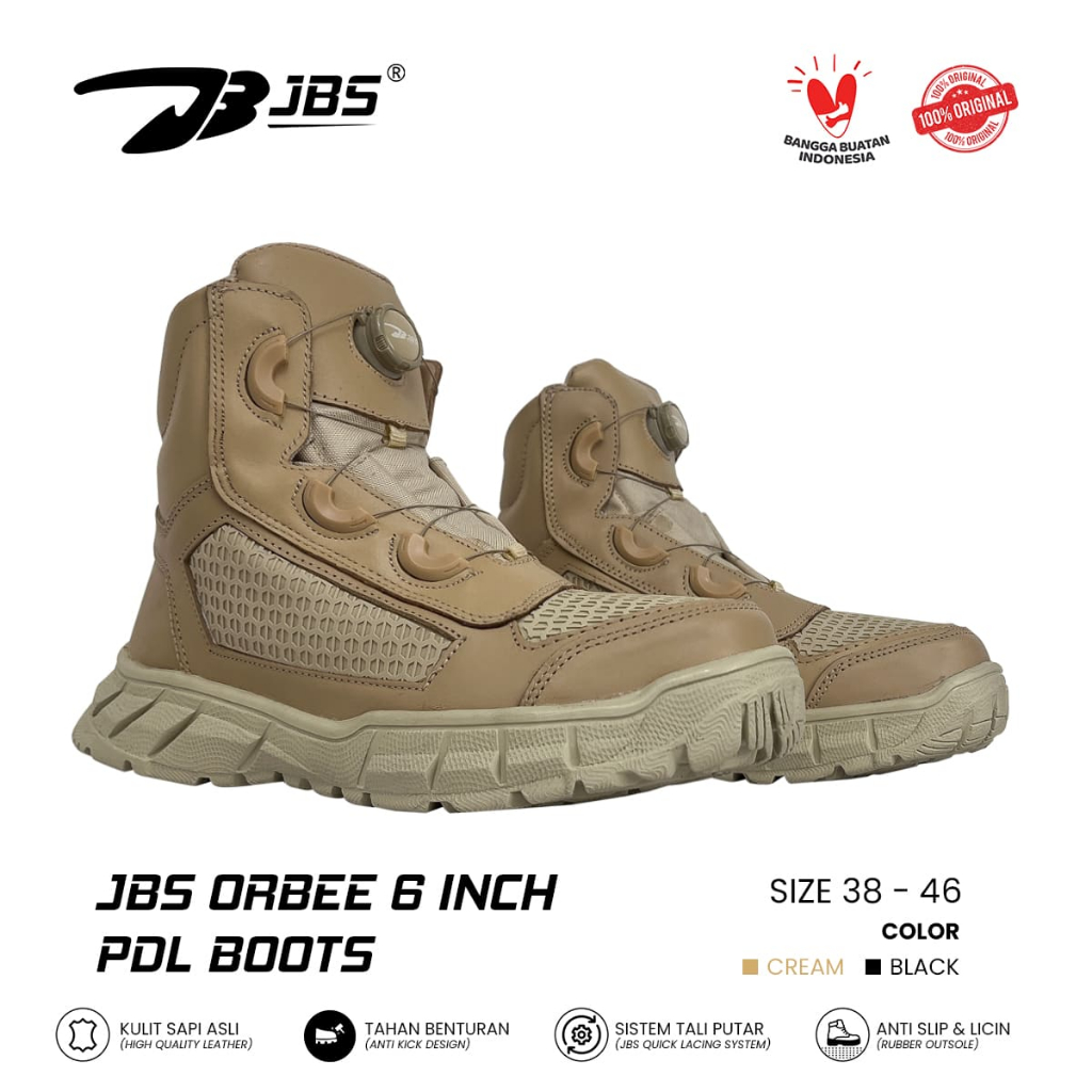 JBS Orbee 6 inch Cream Tactical Sepatu Pdl Tali Putar