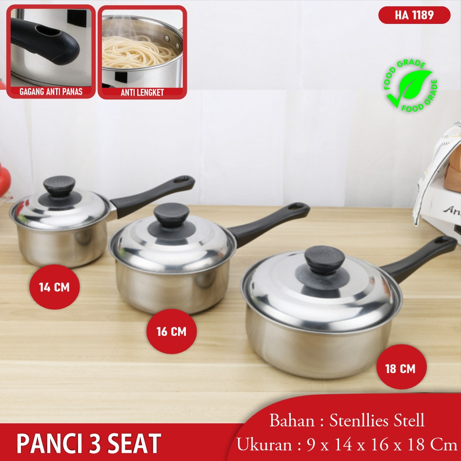 Set Panci Stock Pot Panci Susu Mini Stainless Steel Panci Sup Soup Pot Baskom dengan Tutup