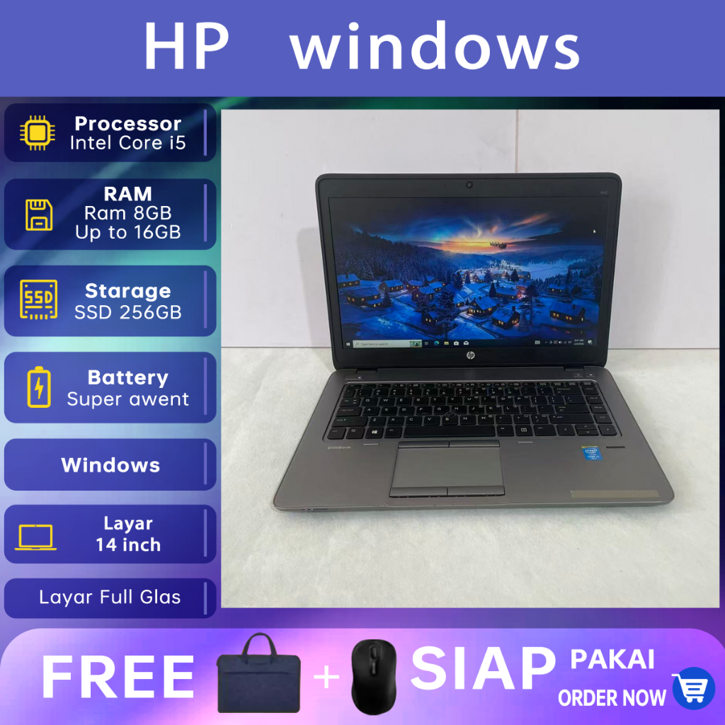 HP Elitebook Probook Second Laptop 14inch  820/840/850    Core I5 I7 RAM 8/16G SSD 256/512 GB Bekas 