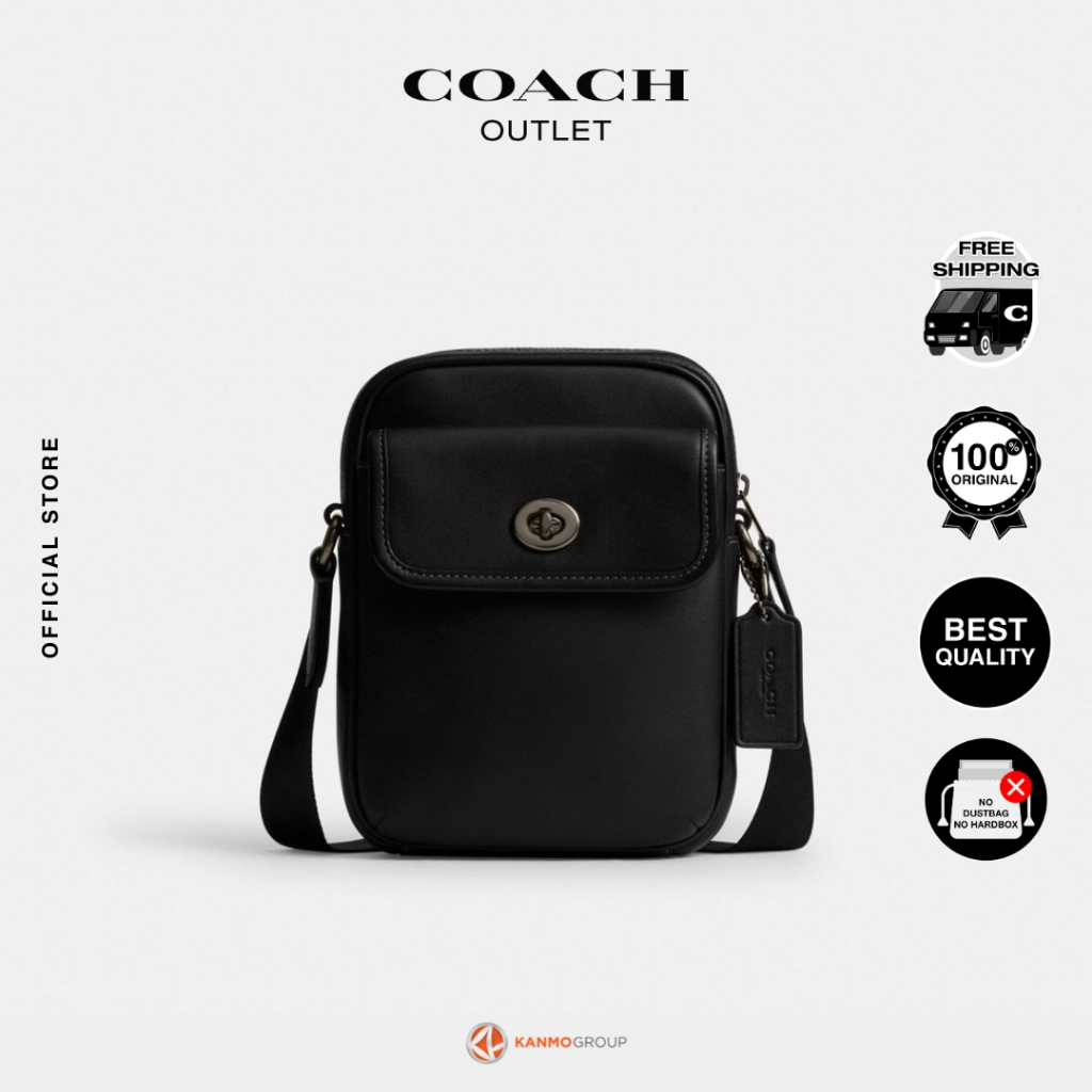 (ONLINE EXCLUSIVE)  Coach Turnlock Crossbody Bag In Signature Canvas - Tas Selempang Pria
