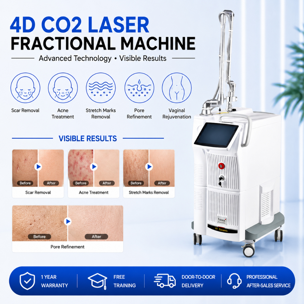 Ready Laser co2 fractional 4D Eurosta Penghilang Stretch Mark 10600 Nm Pelapisan Kulit Co2 Laser Pec