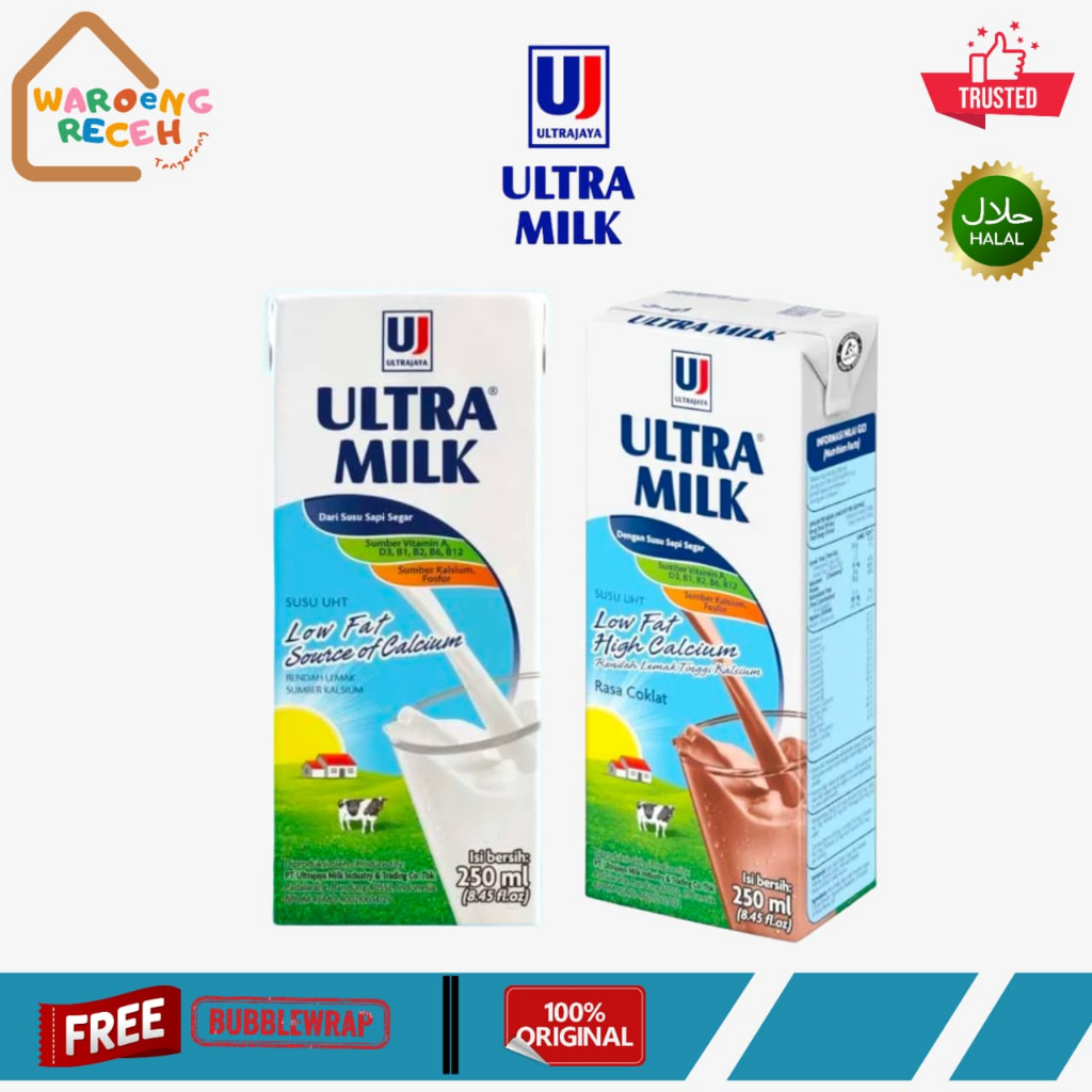 Ultra Milk Susu UHT Low Fat Plain Chocolate 250 ML - Satuan