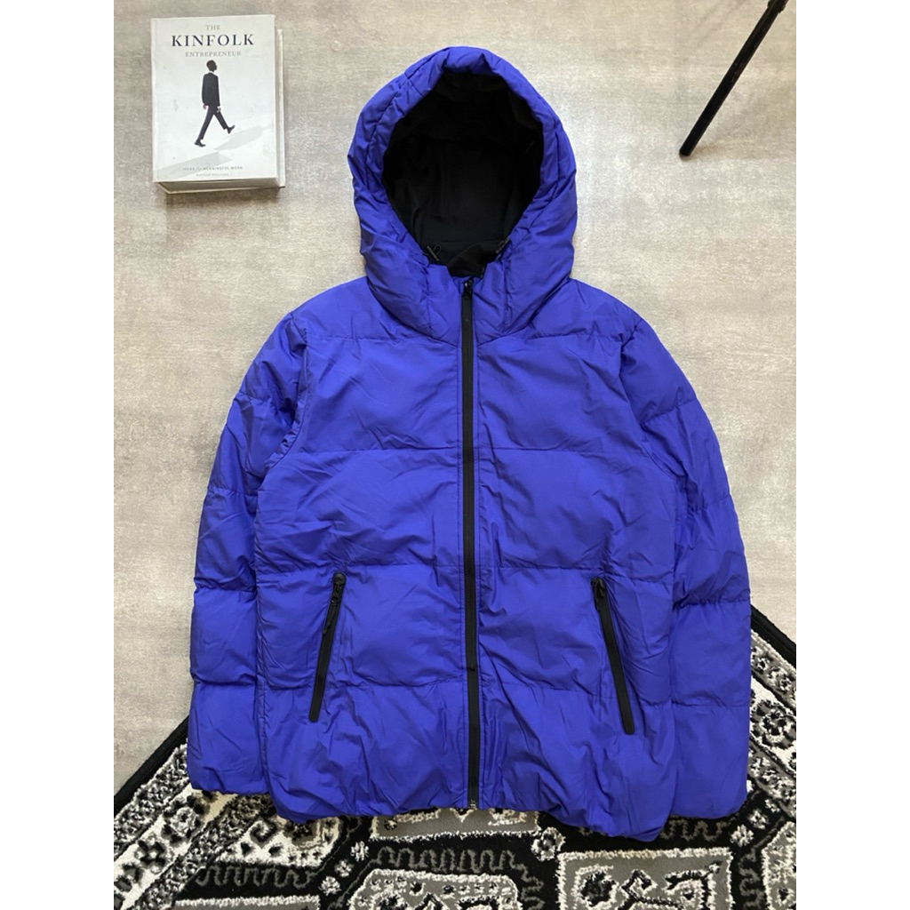 Warm Padded Jacket Blue Full Zipper Hooded