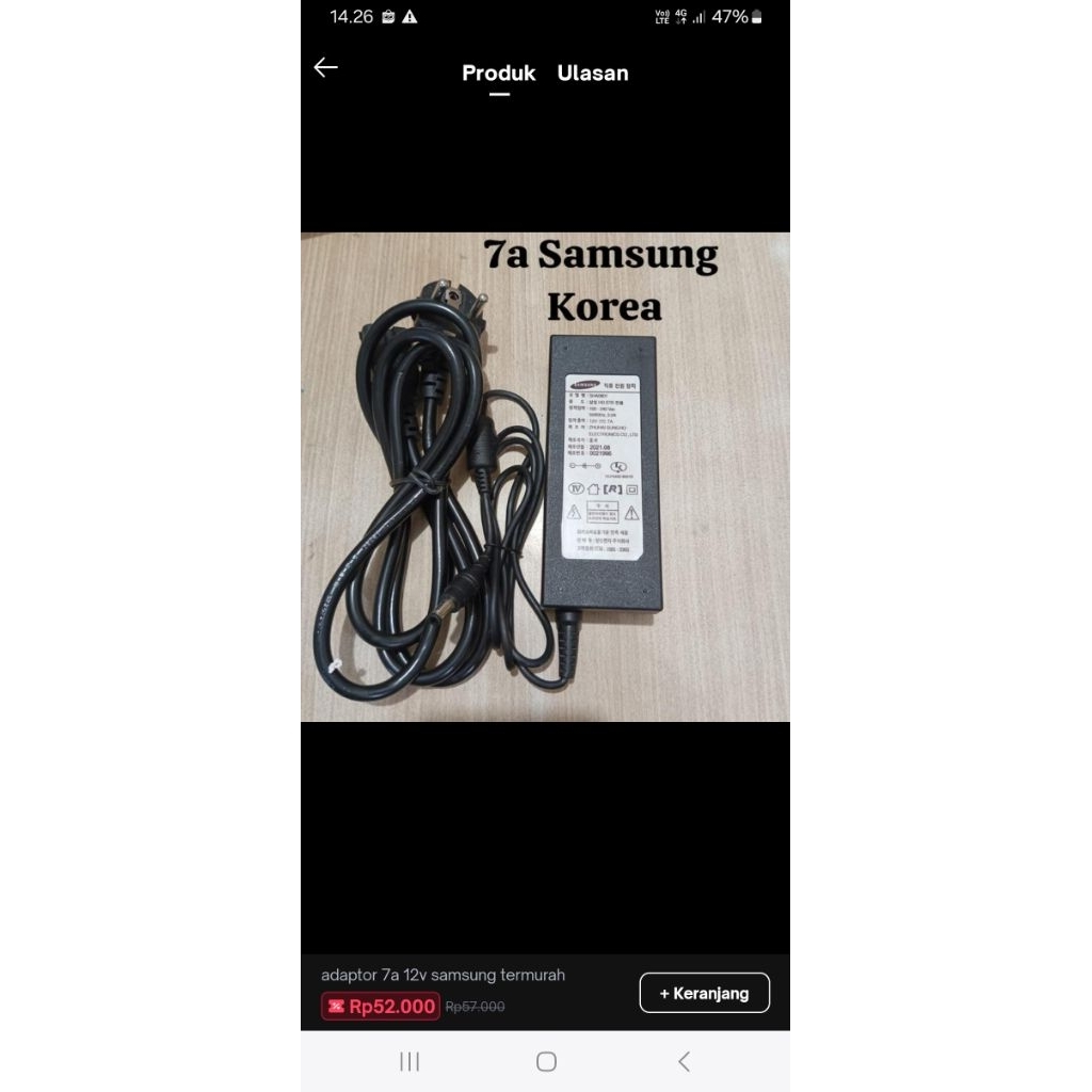 POWER ADAPTOR SAMSUNG/STARVIS 12V 7A MURNI ADAPTOR SUPLY 12V 7A