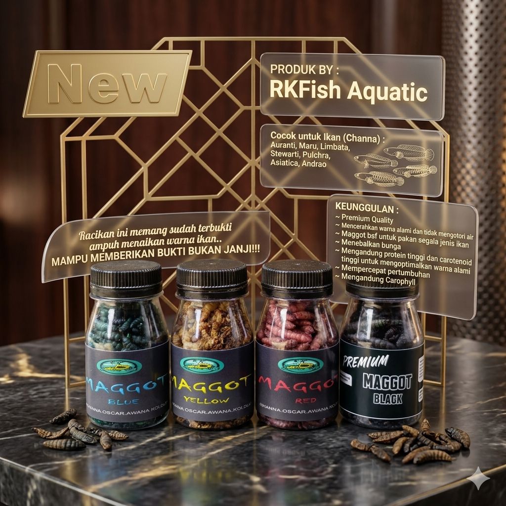Maggot RKFish Aquatic Jumbo Mini Blue, Red, Yellow, Black (Auranti, Maru, Limbata, Stewarti, Pulchra