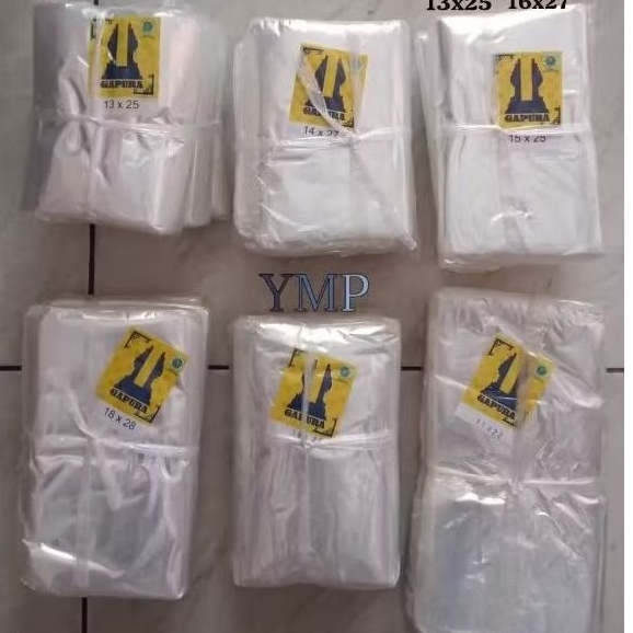 Kantong Plastik PP Bening GAPURA tebal 015 1 ikat isi 4 pack / PP GAPURA Kuning ukuran 11x22 18x28 1