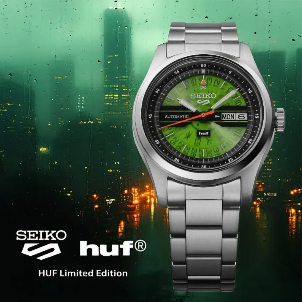 Seiko 5 Sports x HUF SRPM09K1 Limited Edition 7.000 pcs Time Sonar Green Dial
