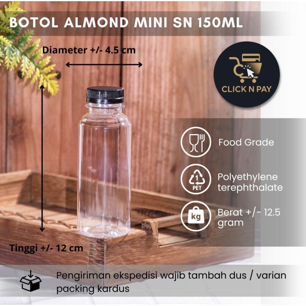 ISI 25 PCS BOTOL ALMOND MINI 150ML SHORT NECK / BOTOL JUS / BOTOL LIANG TEH / BOTOL CUKO / BOTOL MIN