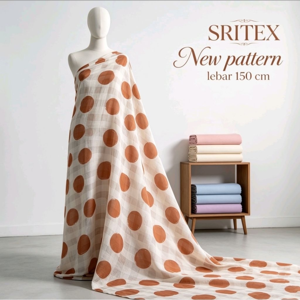 kain ceruty sifon polkadot - kain sifon polkadot 6cm - kain sifon motif