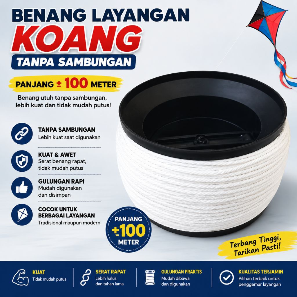 Benang  Layangan Koangan 100 Meter tanpa Sambung