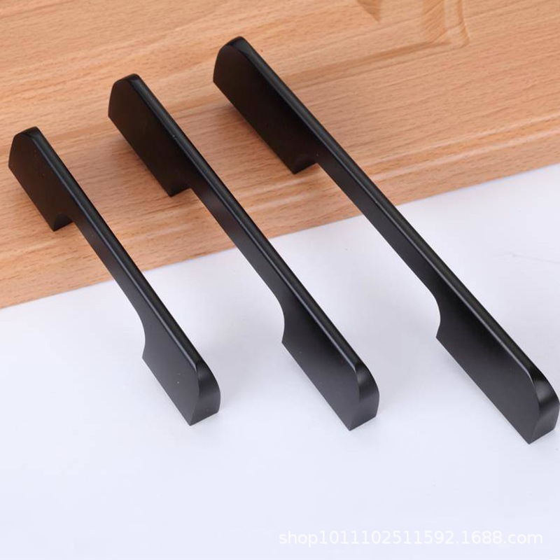 Handle Pintu Lemari Minimalis Hitam Matte / Tarikan Laci Kitchen Set Kuat Solid Dilengkapi Sekrup